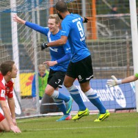 Eintracht Trier gegen SgVgg Neckarelz, Bender, Jubel nach dem 1:0, Foto: 5vier.der - 5VIER