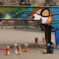 Graffiti-Klavier - Flügel gestalten - Kunstaktion - Quattropole - 5VIER