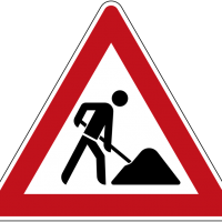 Baustelle für Straßeninstandsetzungs- und Ausbauarbeiten