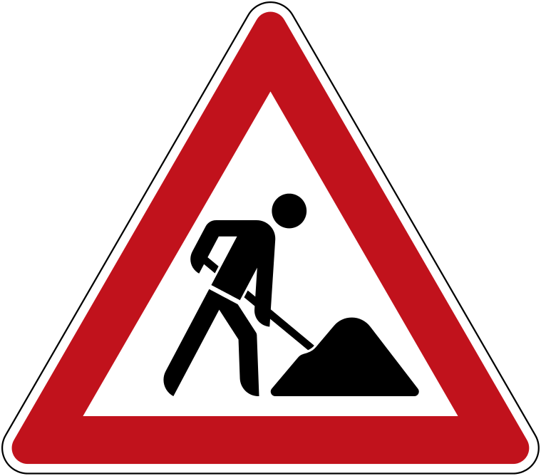 Baustelle für Straßeninstandsetzungs- und Ausbauarbeiten