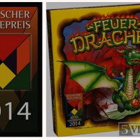 Das Logo des Deutschen Spiele Preises und die Schachtel von Feuerdrachen