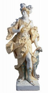 Abbildung: Ferdinand Tietz, Minerva aus dem Skulpturenzyklus für das Kurfürstliche Palais, Sandstein, um 1760. © Stadtmuseum Simeonstift Trier.