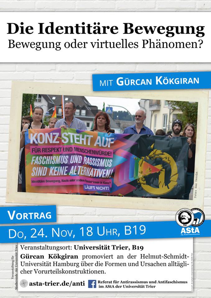 Die Identitäre Bewegung, Vortrag an der Uni, Foto: Referat für Antirassismus und Antifaschismus im AStA der Universität Trier‎