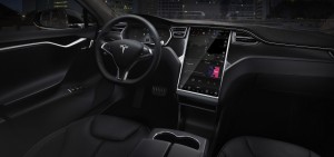 Futuristischer geht's nicht: Das Cockpit des Tesla Model S