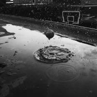 Basketball drops on water