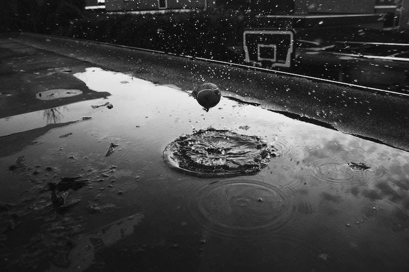 Basketball drops on water