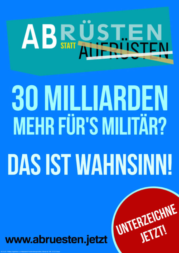 Das Plakat zur Protestaktion am 05. Dezember 2020 Foto: AG Frieden Trier