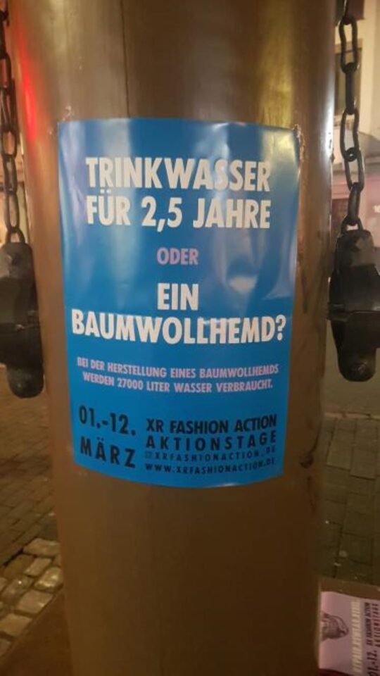 Eines der Plakate der Aktivistengruppe Extinction Rebellion am Pranger in Trier. Bildquelle: Extinction Rebellion Trier