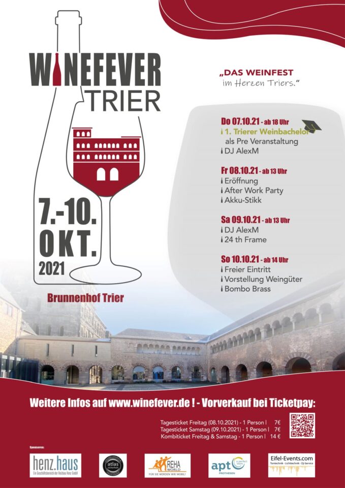 Das Programm des vier-tägigen WineFever Festival. Bildquelle: WineFever Trier