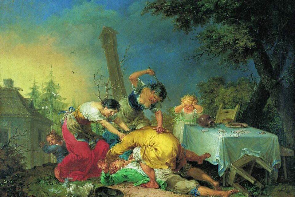 Emotionen pur – das Gemälde „Die raufenden Bauern" von Januarius Zick © Stadtmuseum Simeonstift.