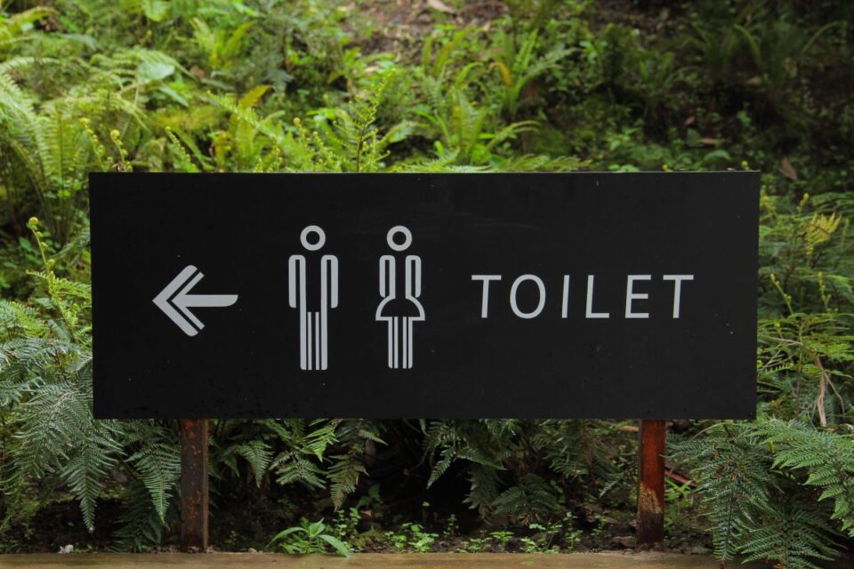 Auf dem Bild sieht man ein Schild das auf eine öffentliche Toilette hinweist. Bildquelle: pexels 