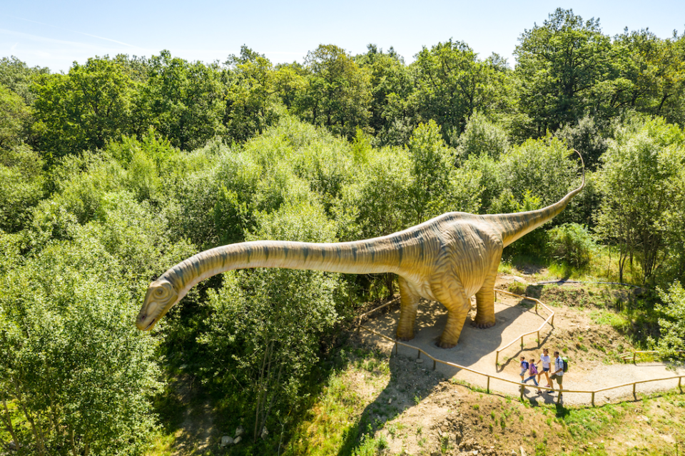 Ein Dino im Dinopark. Foto: Dominik Ketz