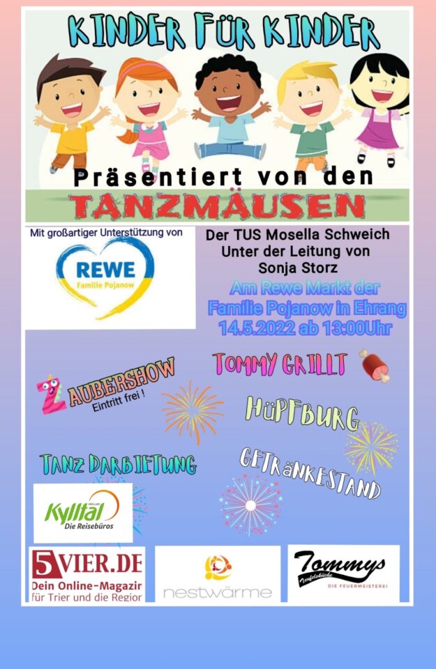 Kinder für Kinder am 14.Mai 2022 in Schweich von TUS Mosella und Sonja Storz und ihren Tanzmäusen. Foto: S.Storz