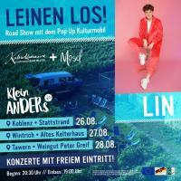 Leinen los! Musikalische Road-Show mit dem Pop Up Kulturmobil in der Moselregion Kostenfreie Konzert mit der Electro Pop-Artistin LIN in Koblenz, Wintrich und Tawern. Bildquelle: Erna Porten