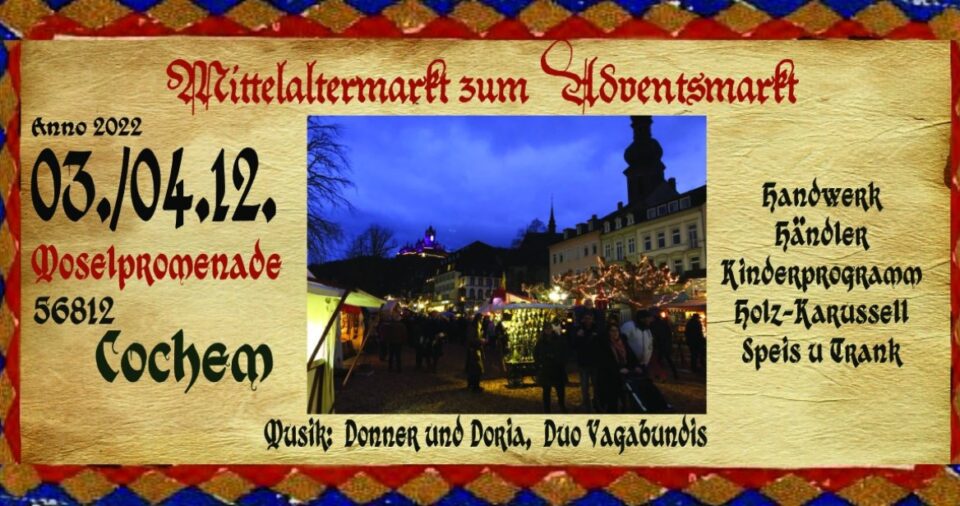 Screenshot Homepage Mittelalterlicher Weihnachtsmarkt in Chochem. Bild: www.reichsburg-cochem.de