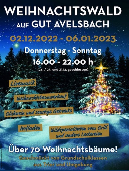 Flyer des Weihnachtswaldes auf Gut Avelsbach. Bild: Screenshot Facebook Gut Avelsbach