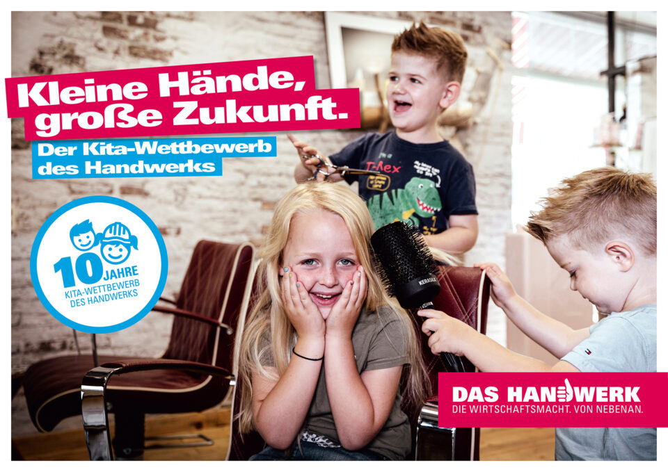 Plakat zum Kita-Wettbewerb des Handwerks  „Kleine Hände, große Zukunft". Foto: Aktion Modernes Handwerk e. V.