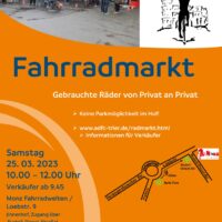 Plakat mit allen Infos zum Fahrradmarkt in Trier. Quelle: ADFC Trier e.V.