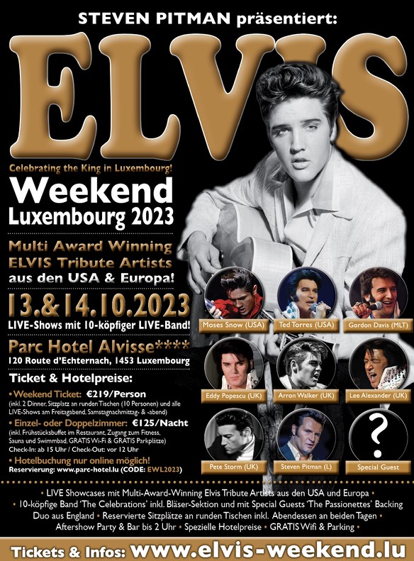ELVIS WEEKEND LUXEMBOURG 2023. Flyer: Desigingentertainment/ Steven Pitman