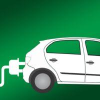 Zeichnung eines Elektroautos beim Aufladen auf grünem Hintergrund. Foto: pixabay.com