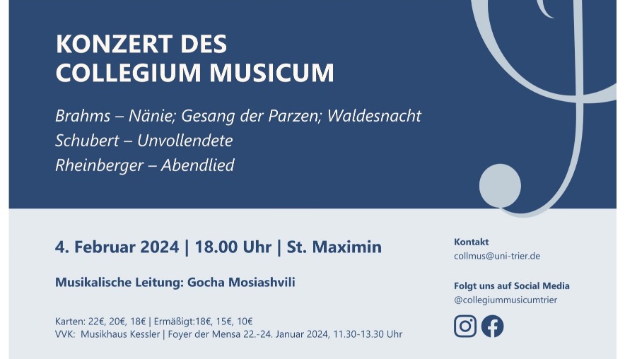 Das Plakat des Semesterabschlusskonzerts von Collegium Musicum. Foto: Universität Trier.