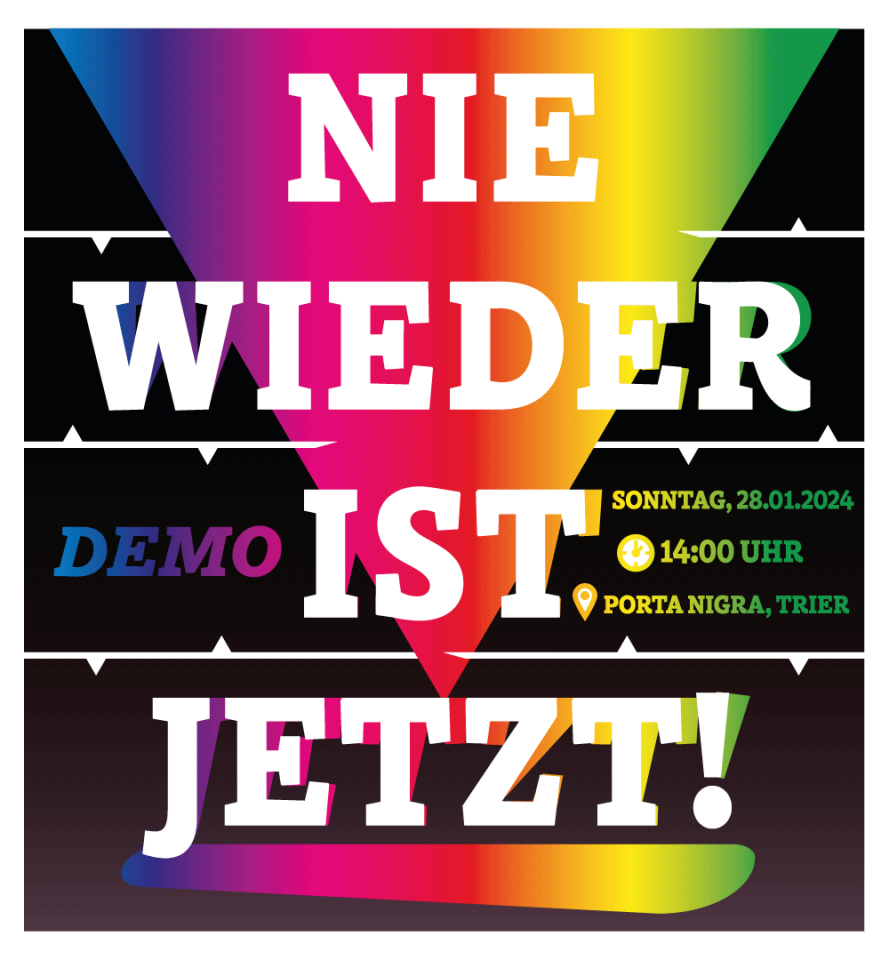 Demo in Trier „Nie wieder ist jetzt". Bild: Arbeitsgemeinschaft Frieden e.V. Trier
