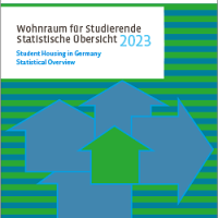 Cover der Infobroschüre "Wohnraum für Studierende. Statistische Übersicht 2023" des Deutschen Studierendenwerks. Foto: Deutsches Studierendenwerk