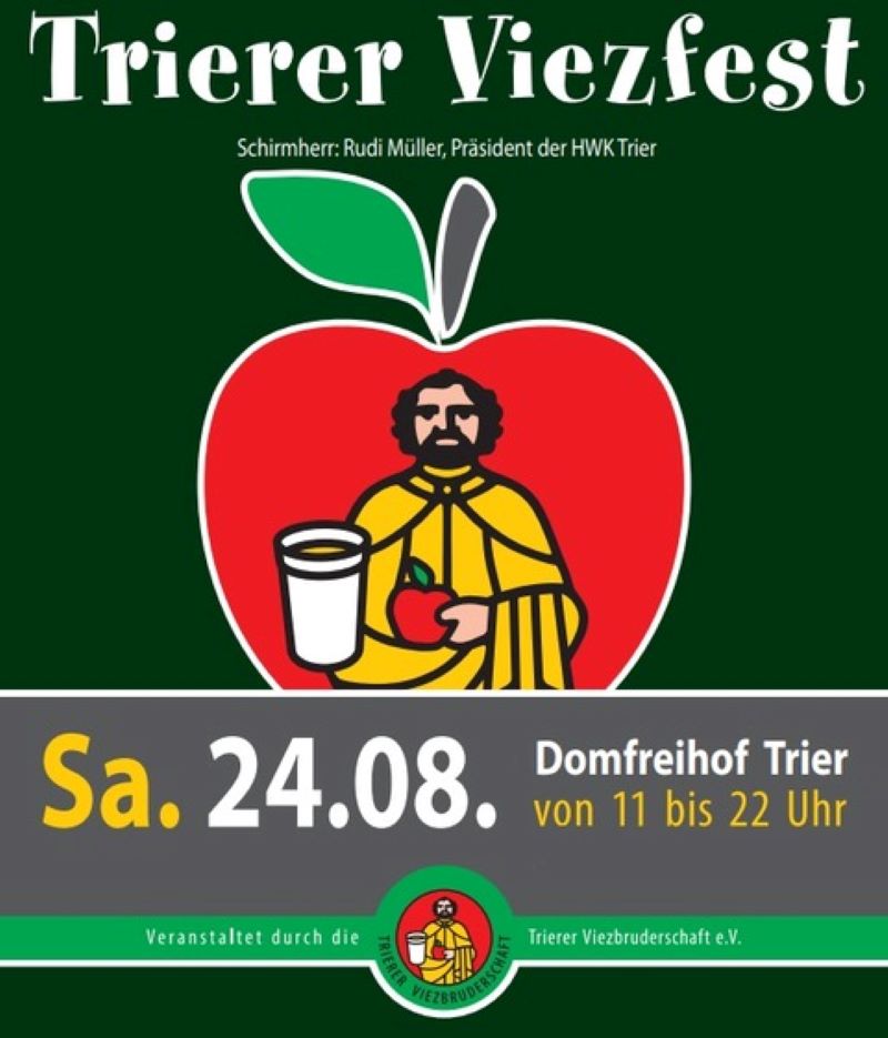 Plakat der Trierer Viezbruderschaft für das im August stattfindende Viezfest. Foto: Trierer Viezbruderschaft e.V.