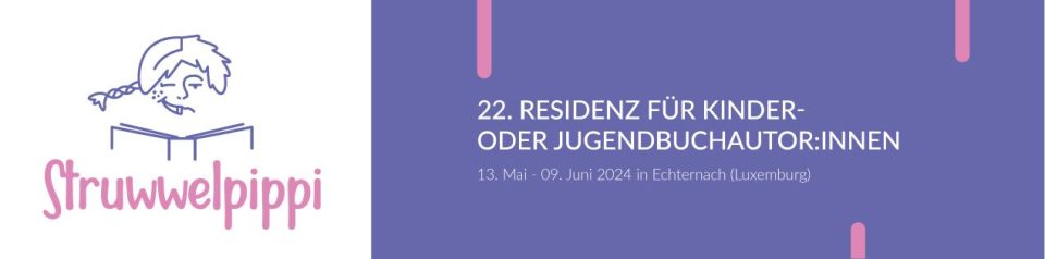 Webbanner-Ankündigung der 22. Residenz für Kinder- oder Jugendbuchautor:innen in Echternach. Foto: Lara Schneider