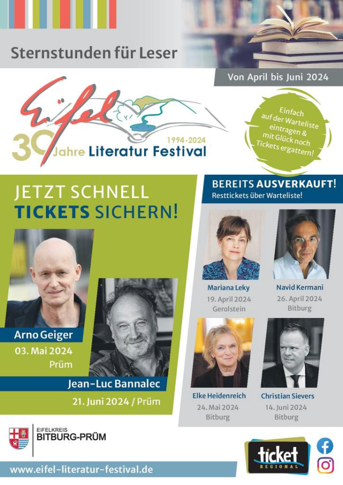 Ankündigung des Eifel-Literatur-Festivals 2024. Foto: Stadt Bitburg