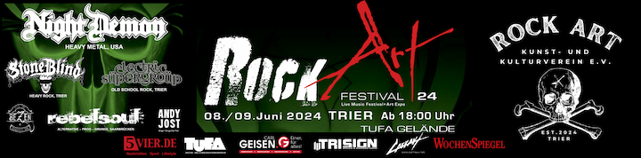 Rock Art Festival 24 (Live Music Festival & Art Expo) am 08. und 09.06.2024 in der Tuchfabrik in Trier! Bild: RAF24